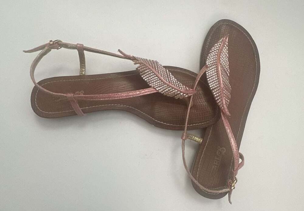 Carlos by Carlos Santana Tandy Pink Rhinestone Feather Flat Sandals